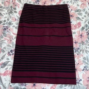 Burgundy striped Midi Skirt